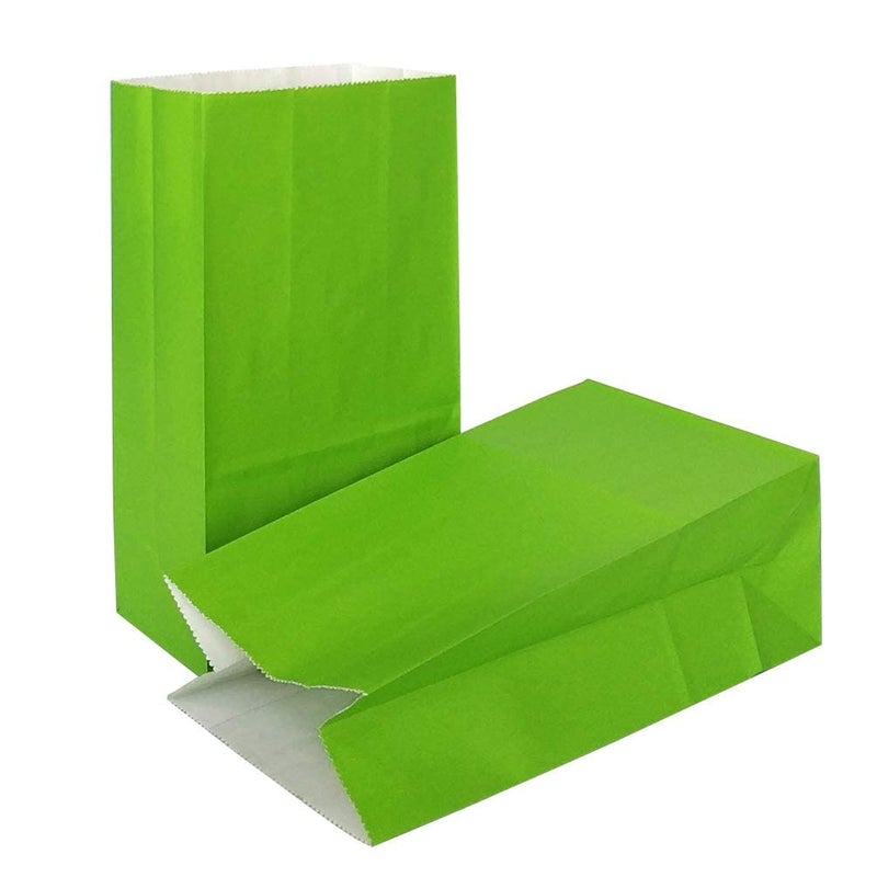KEYYOOMY 100 CT Small Green Paper Bags Green Party Favor Bags Party Goodie Bag Paper Lunch Bag (100 CT, 3.1 X 5.1 X 9.4 In) - Image 1